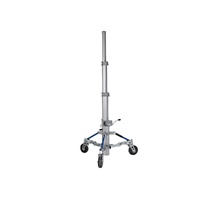 Avenger Long John Silver Junior Crank Operated Light Stand with Foam Filled Wheels, Silver - 3.4m