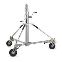 Avenger Long John Silver Crank Operated Light Stand with Foam Filled Wheels, Silver - 5.7m
