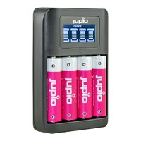 Jupio 4 Slot Fast Battery Charger & LCD Screen for AA & AAA Rechargeable Batteries