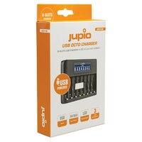 Jupio 8 Slot Fast Battery Charger & LCD Screen for AA & AAA Rechargeable Batteries
