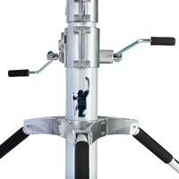 Avenger Long John Silver Crank Operated Light Stand with Foam Filled Wheels, Silver - 5.7m