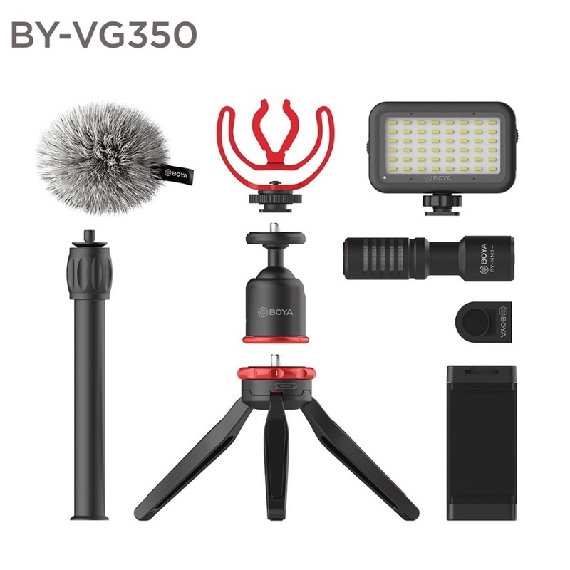BOYA BY-VG350 Vlogging Kit 2 incl. Mini Tripod, MM1+ Mic, LED Light & Cold Shoe Mount main image