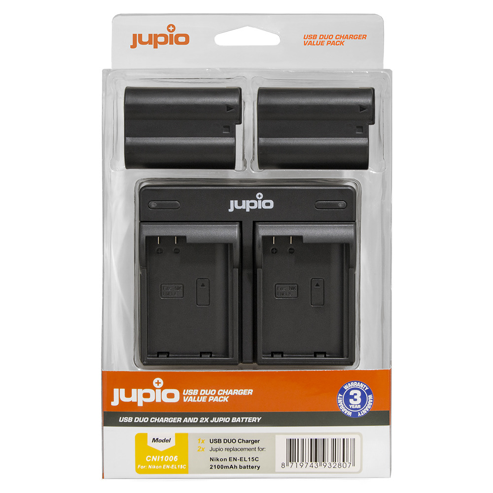 2 x Jupio Nikon EN-EL15C Batteries & Dual Charger Kit main image