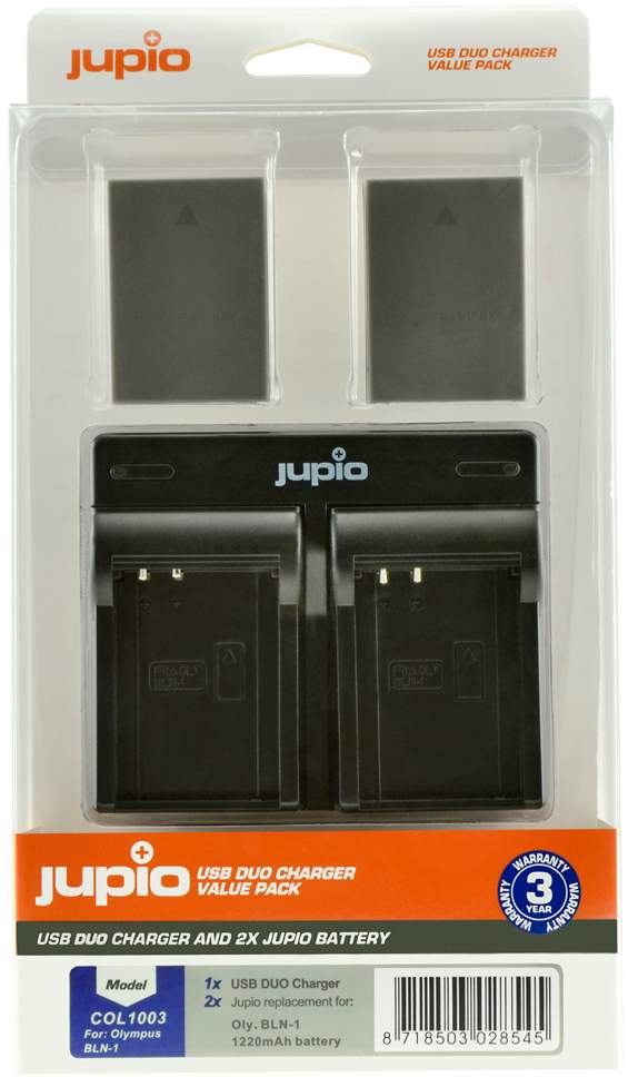 2 x Jupio Olympus PS-BLN1 Batteries & Dual Charger Kit main image