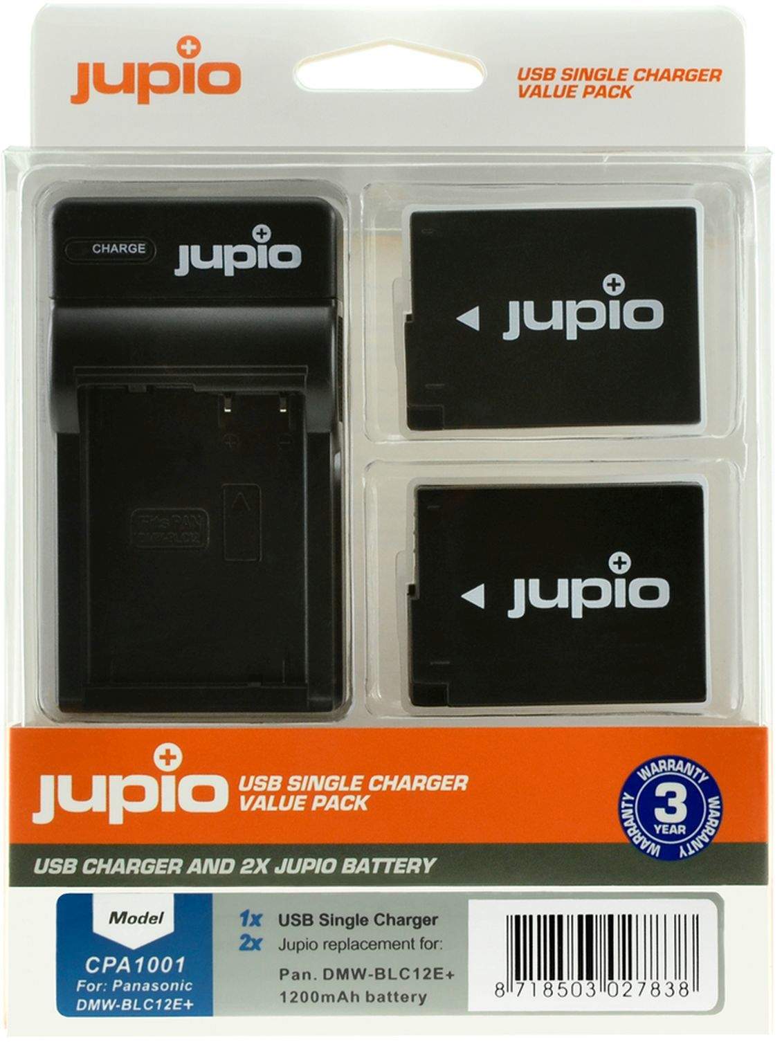 2 x Jupio Panasonic DMW-BLC12E Batteries & Single Charger Kit