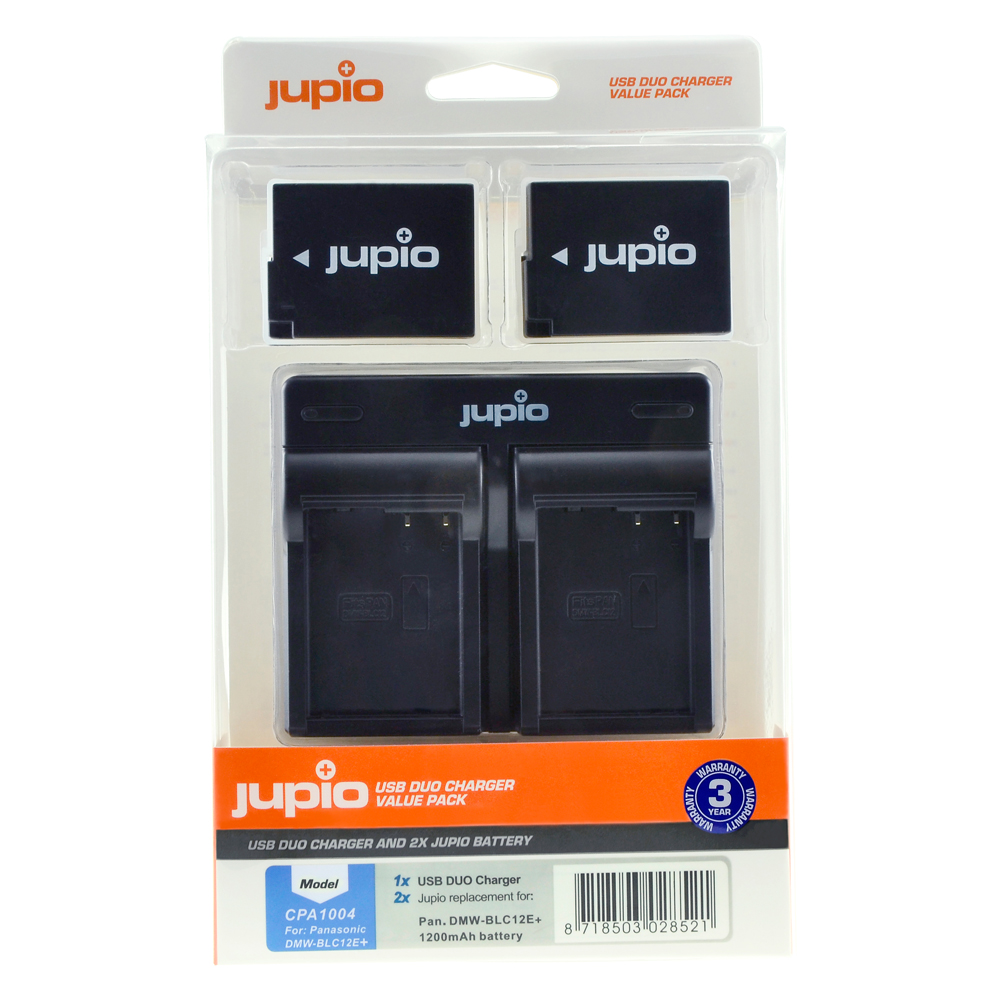 2 x Jupio Panasonic DMW-BLC12E Batteries & Dual Charger Kit