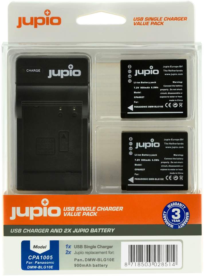 2 x Jupio Panasonic DMW-BLG10 Batteries & Single Charger Kit