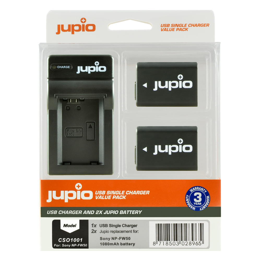 2 x Jupio Sony NP-FW50 Batteries & Single Charger Kit main image