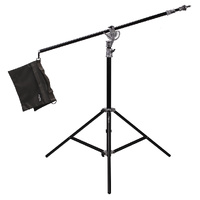 Phottix Saldo 395 Studio Boom, Light Stand & Sandbag, Chrome & Black - 395cm