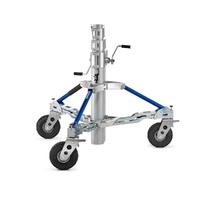 Avenger Long John Silver Junior Crank Operated Light Stand with Foam Filled Wheels, Silver - 3.4m