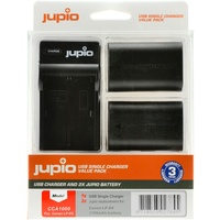 2 x Jupio Canon LP-E6 Batteries & Single Charger Kit