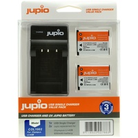 2 x Jupio Olympus Li-40B/Li-42B/NP45/D-Li63/EN-EL10 Batteries & Single Charger Kit