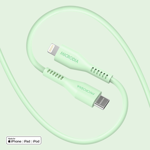 MICRODIA Fruitywire Liquid Silicon PD60W 1.3m USB-C to Lightning Cable - Mint