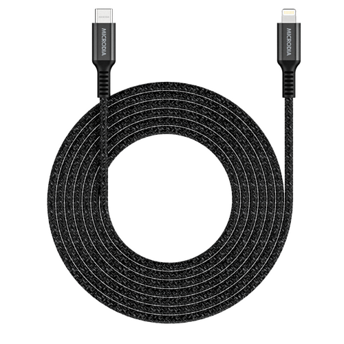 MICRODIA ExeCable Tweed PD60W 2.6m USB-C to Lightning Cable - Charcoal
