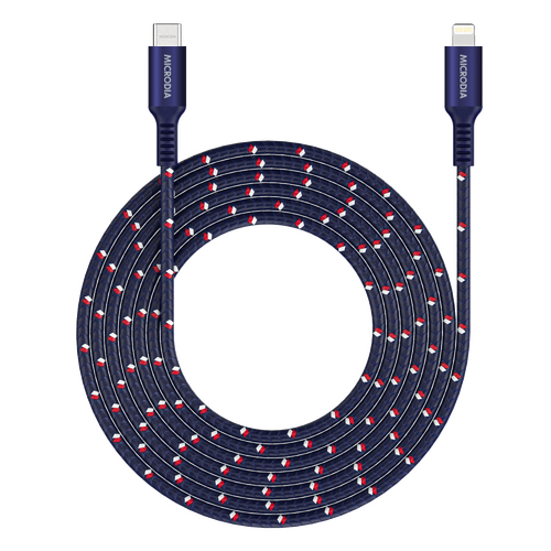 MICRODIA ExeCable Tweed PD60W 2.6m USB-C to Lightning Cable - Navy