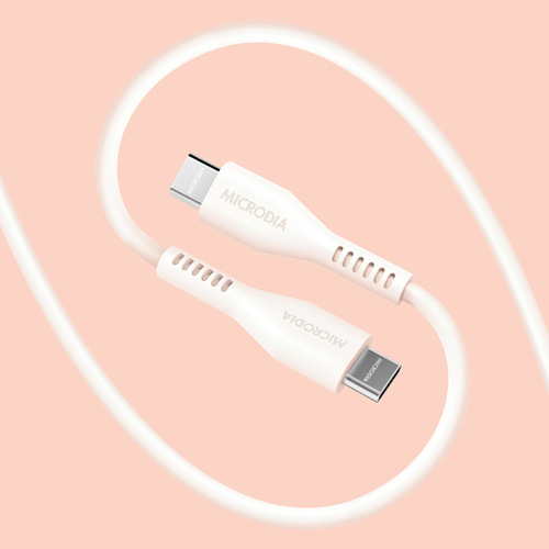 MICRODIA Fruitywire™ Liquid Silicon PD100W 2.6m USB-C to USB-C - Pearl White
