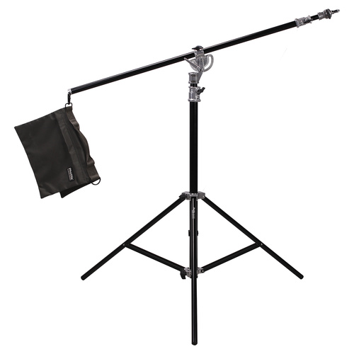Phottix Saldo 395 Studio Boom, Light Stand & Sandbag, Chrome & Black - 395cm