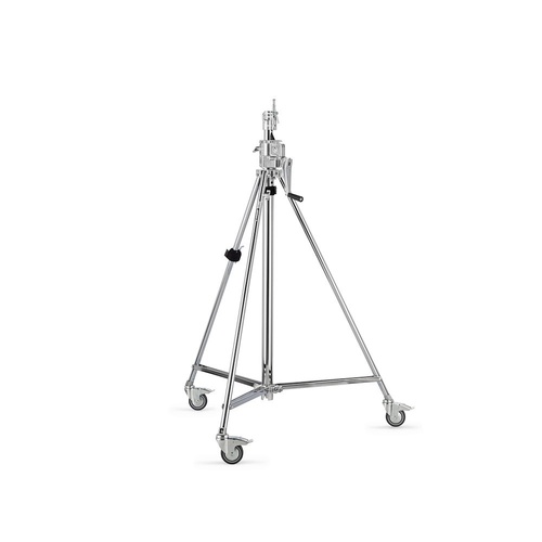 Avenger Wind Up Stand 26, Leveling Leg, 1 Riser, Braked Wheels, Silver - 2.6m