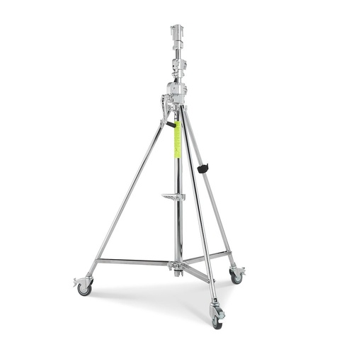 Avenger Wind Up Stand 39, 2 Risers, Braked Wheels, Silver - 3.9m