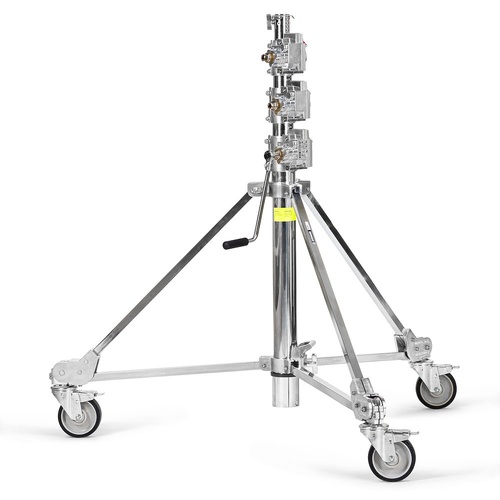 Avenger Strato Safe 43 Wind Up Stand, 3 Risers, Braked Wheels, Silver - 4.3m