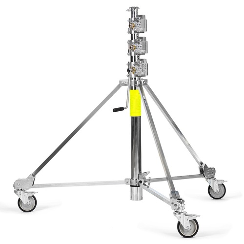 Avenger Strato Safe 47 Wind Up Stand, 3 Risers, Braked Wheels, Silver - 4.7m