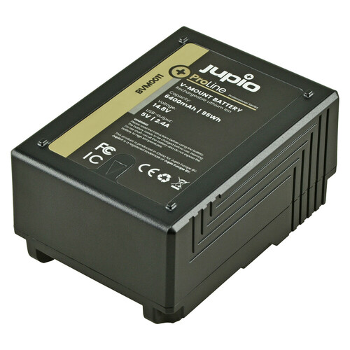 Jupio V-Mount Battery (RED Raven/Dragon/...) 14.8V/95Wh/6400mAh - LED Indicator, D-Tap and USB 5V DC Output