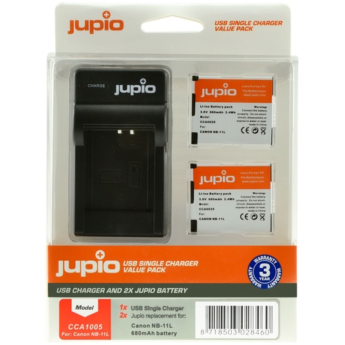 2 x Jupio Canon NB-11 Batteries & Single Charger Kit