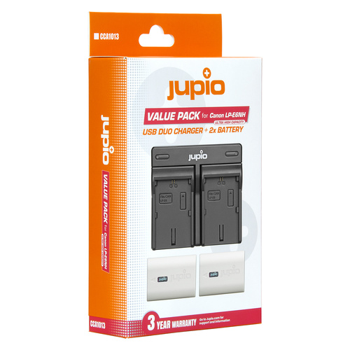 Jupio Canon Value Pack: 2 x LP-E6NH Batteries & Dual Charger