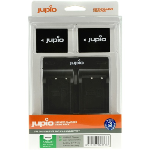 2 x Jupio Fuji NP-W126S Batteries & Dual Charger Kit