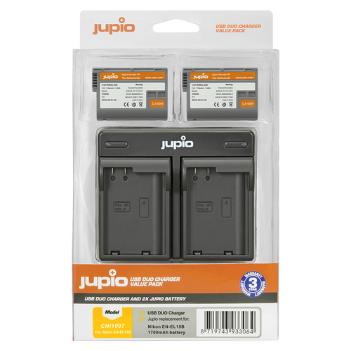 2 x Jupio Nikon EN-EL15B Batteries & Dual Charger Kit