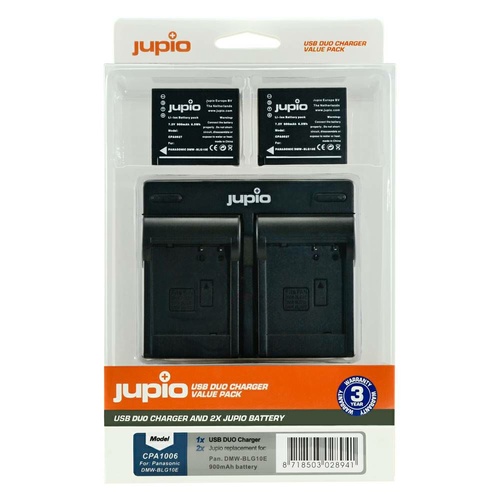 2 x Jupio Panasonic DMW-BLG10 Batteries & Dual Charger Kit