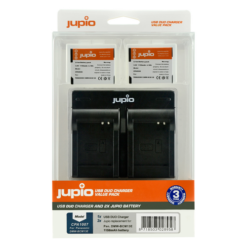 2 x Jupio Panasonic DMW-BCM13E Batteries & Dual Charger Kit