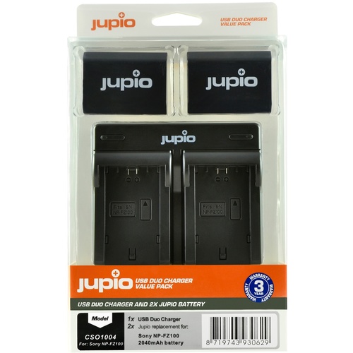 2 x Jupio Sony NP-FZ100 Batteries & Dual Charger Kit