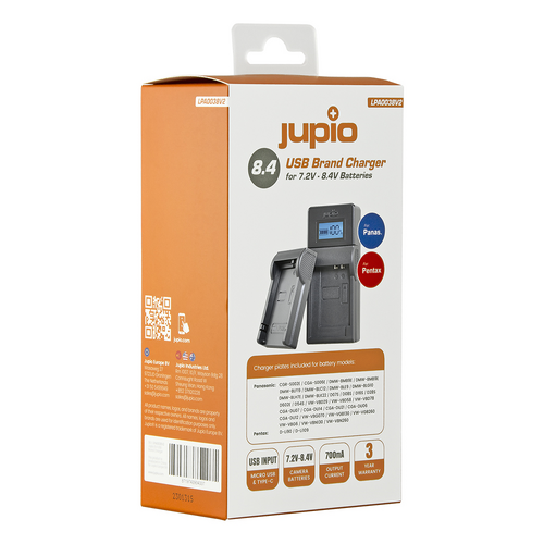 Jupio Panasonic Brand 7.2V - 8.4V USB Charger