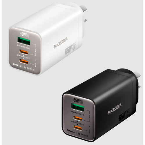 MICRODIA SMARTCube™ Nano 65W Tri Port GaN Wall Charger