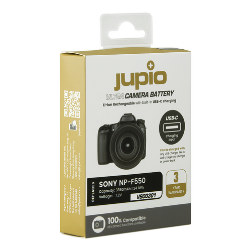 Jupio Sony NP-F550 Ultra C (USB-C Input) 7.2V 3350mAh Video Battery